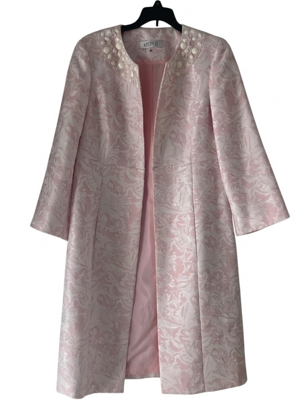 Kasper Women's Evening Coat Blazer Brocade Floral Pattern
Size 14 Beaded Neck - Picture 9 of 12